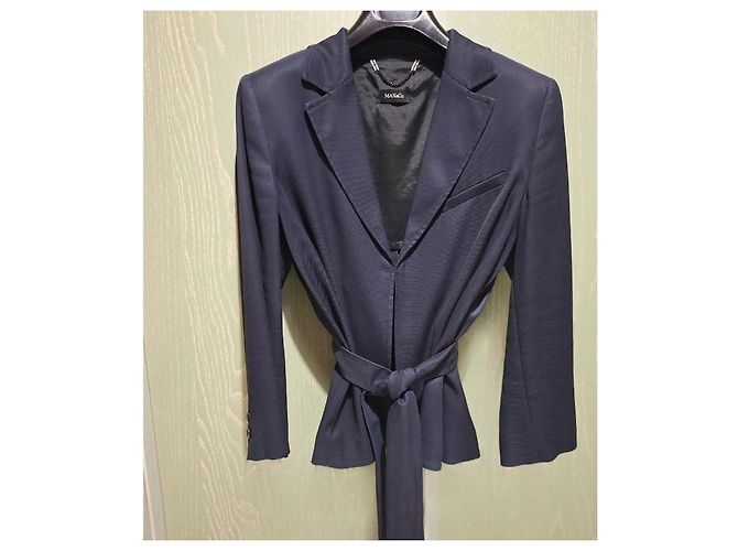 Max & Co Etuikleid und passende Jacke mit Gürtel Navy Blau Marineblau - Ansicht 2