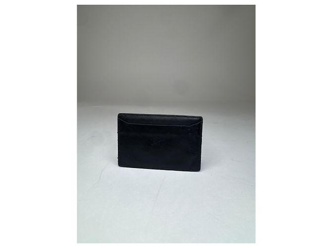 Vintage Prada Triangle Saffiano Leather Card Holder Black - view 2