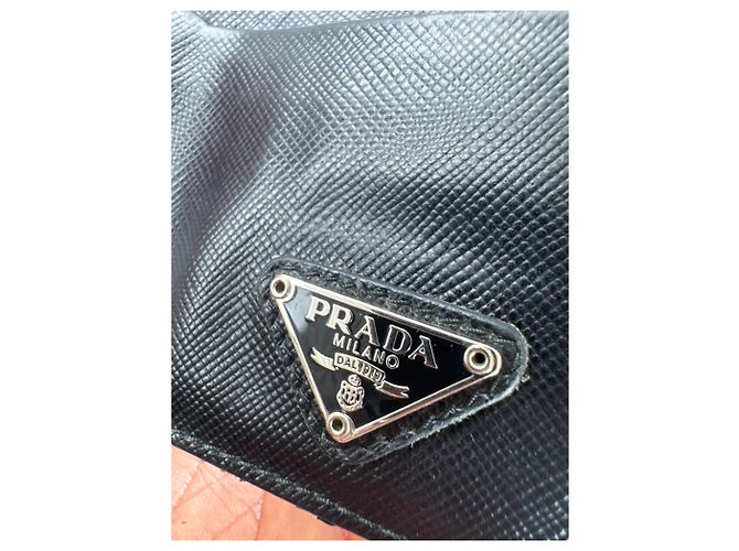 Vintage Prada Triangle Saffiano Leather Card Holder Black - view 5