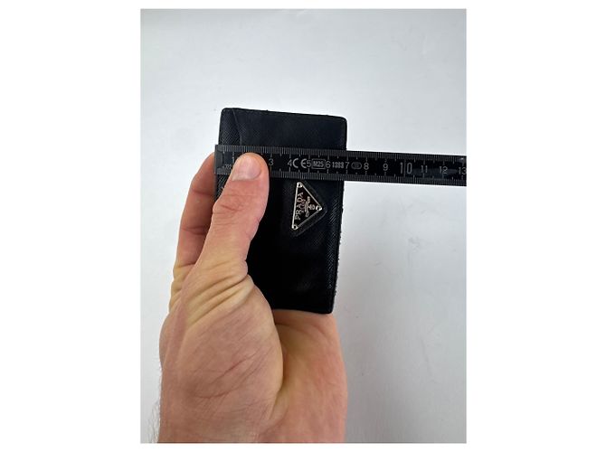 Vintage Prada Triangle Saffiano Leather Card Holder Black - view 9