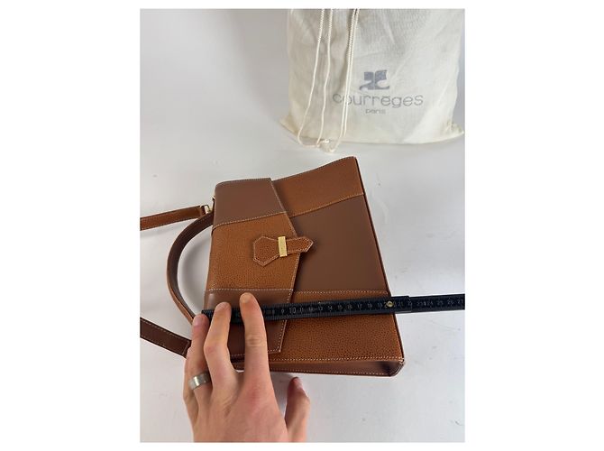 Vintage Courreges 2Way Lederhandtasche braun - Ansicht 10