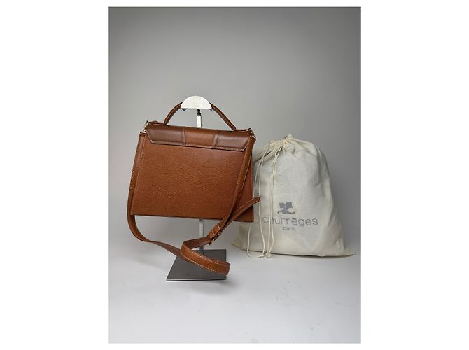 Vintage Courreges 2Way Lederhandtasche braun - Ansicht 2