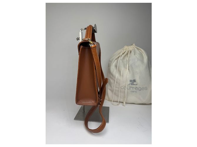 Vintage Courreges 2Way Lederhandtasche braun - Ansicht 3