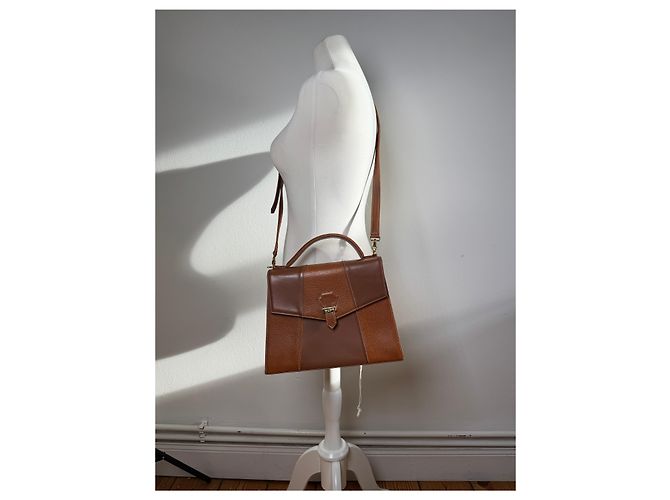 Vintage Courreges 2Way Lederhandtasche braun - Ansicht 5