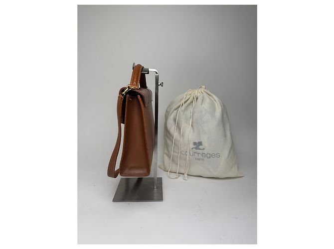 Vintage Courreges 2Way Lederhandtasche braun - Ansicht 6