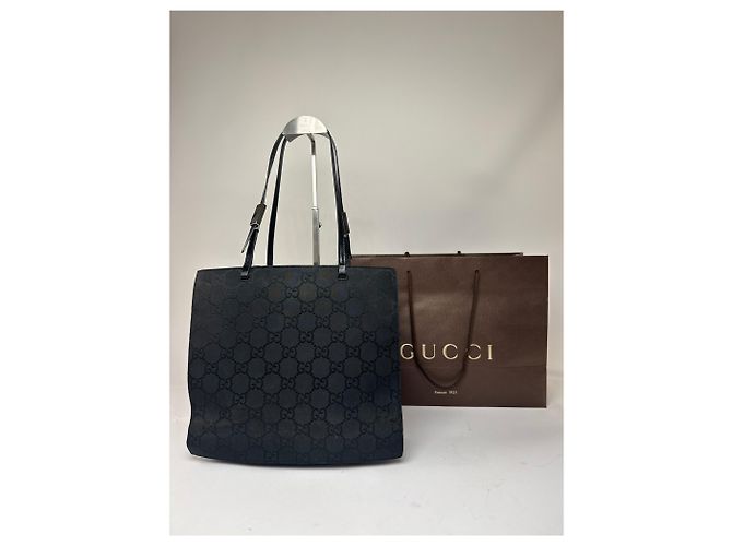 Bolsa de mão em lona e couro monograma Gucci vintage preta Preto - vista 2