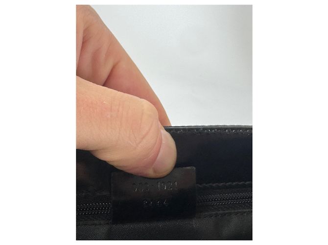 Bolsa de mão em lona e couro monograma Gucci vintage preta Preto - vista 6