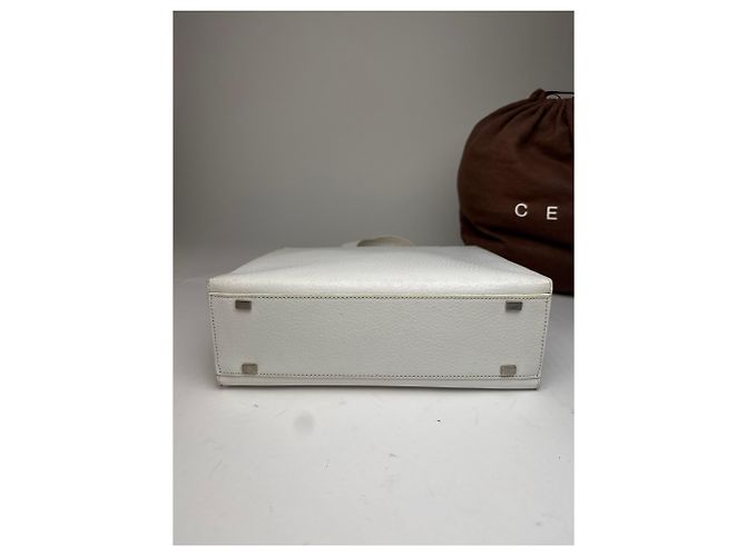 Céline Vintage Celine Paris 2Way Lederhandtasche Weiß - Ansicht 11