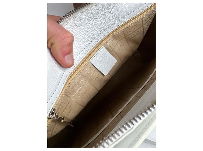 Céline Vintage Celine Paris 2Way Lederhandtasche Weiß - Ansicht 14