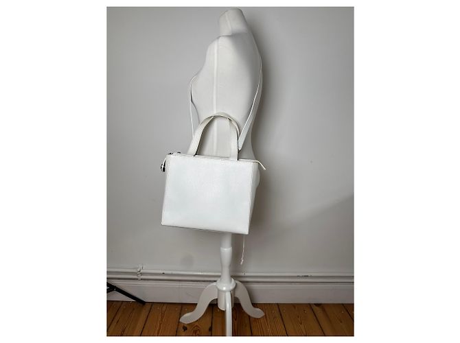 Céline Vintage Celine Paris 2Way Lederhandtasche Weiß - Ansicht 4