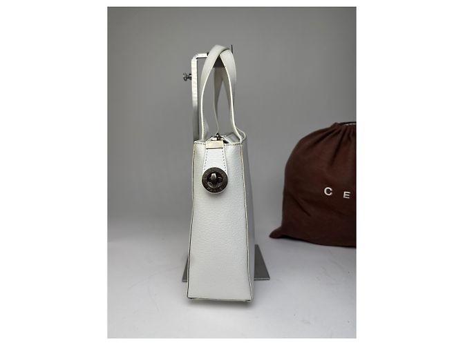 Céline Vintage Celine Paris 2Way Lederhandtasche Weiß - Ansicht 8