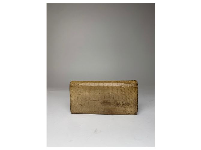 Vintage Miu Miu Crocodile Emblossed Leather Wallet Light Brown - view 12