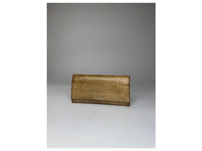 Vintage Miu Miu Crocodile Emblossed Leather Wallet Light Brown - view 5