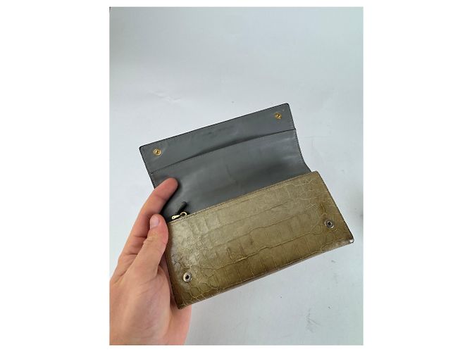 Vintage Miu Miu Crocodile Emblossed Leather Wallet Light Brown - view 8