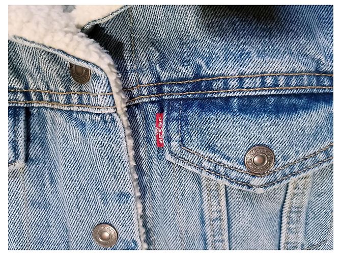 Levi's Damen Typ 3 Sherpa gefütterte blaue Denim Standard Trucker Jeansjacke - Ansicht 3
