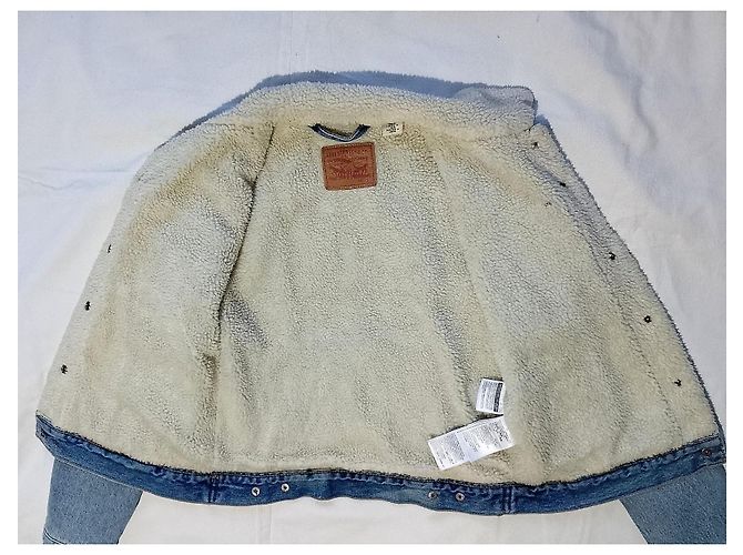 Levi's Damen Typ 3 Sherpa gefütterte blaue Denim Standard Trucker Jeansjacke - Ansicht 6