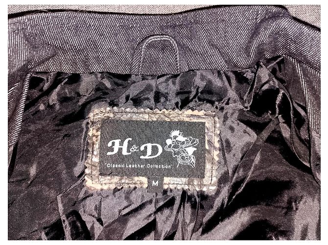 Autre Marque H&D Classic Leather Collection - Distressed Genuine Leather & Denim Panel Acid Wash Jacket - view 7