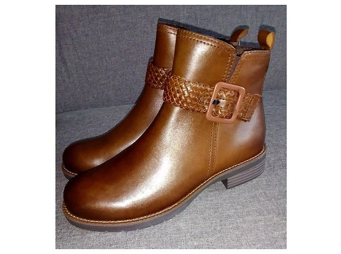 Autre Marque Stivaletti con zip in vera pelle MARCO TOZZI Italia Marrone - vista 3