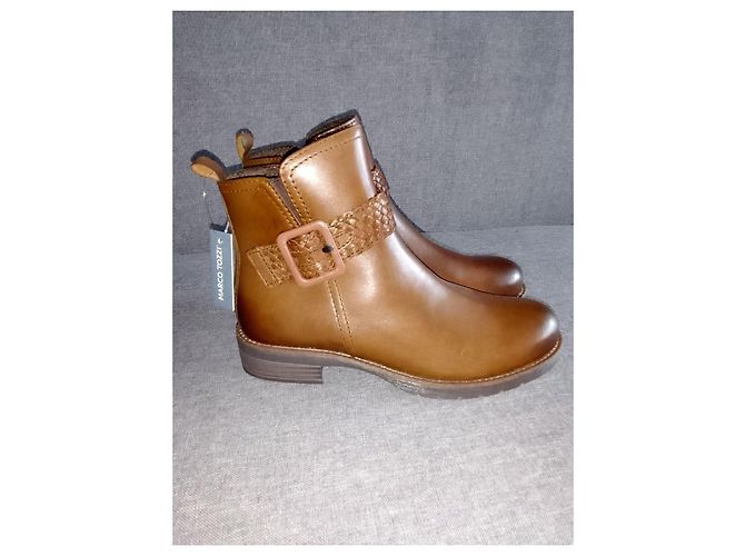 Autre Marque Stivaletti con zip in vera pelle MARCO TOZZI Italia Marrone - vista 4