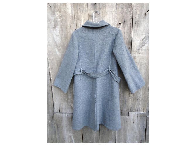 Abrigo Burberry de lana gris con cinturón - vista 10