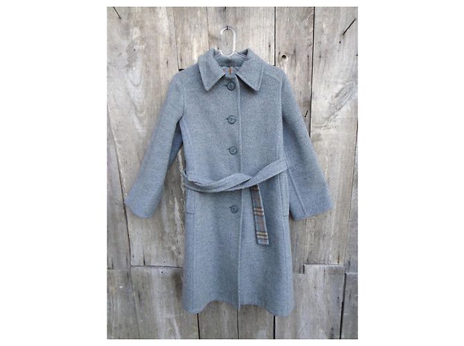 Abrigo Burberry de lana gris con cinturón - vista 5