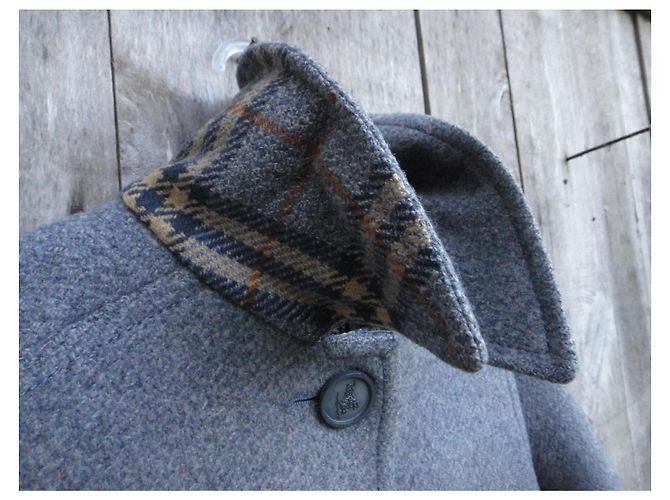Abrigo Burberry de lana gris con cinturón - vista 9