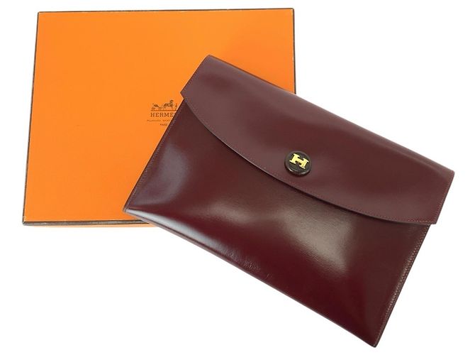 Pochette Rio Vintage di Hermès in Rosso Vino - vista 7