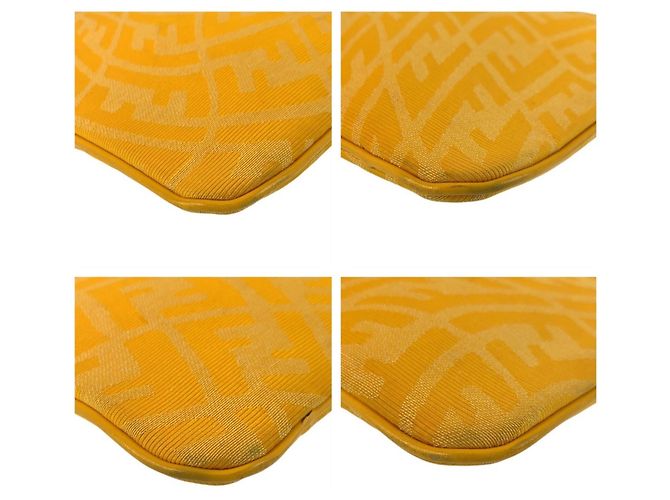 Bolso de mano de lona amarilla Fendi FF Vertigo Amarillo - vista 4