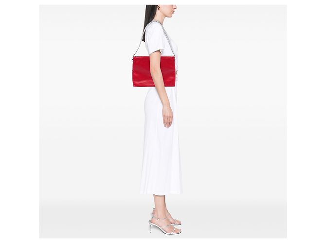 Céline Borsa a Spalla Soft Trio in Pelle di Agnello Rossa Celine Rosso - vista 7