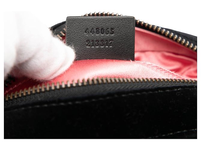Gucci Mini GG Marmont Nero in Velluto Matelassé Decorato con Cristalli - vista 6