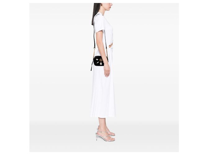 Gucci Mini GG Marmont Nero in Velluto Matelassé Decorato con Cristalli - vista 7