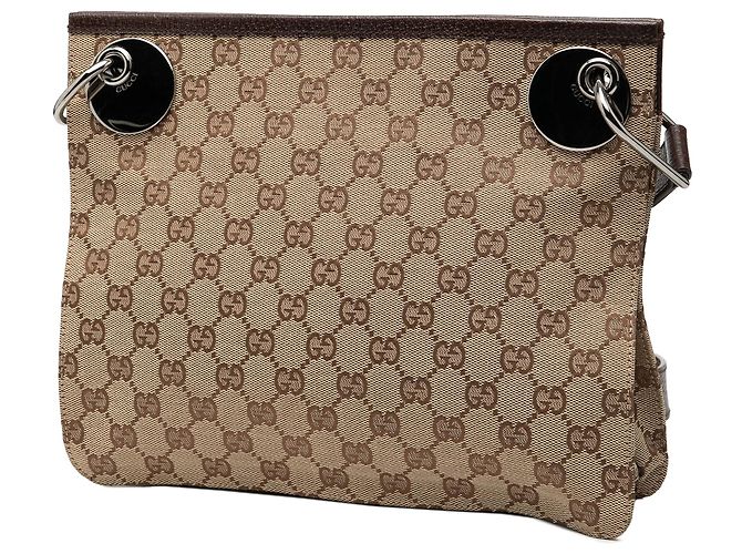 Crossbody Gucci in tela GG marrone Eclipse Beige - vista 2