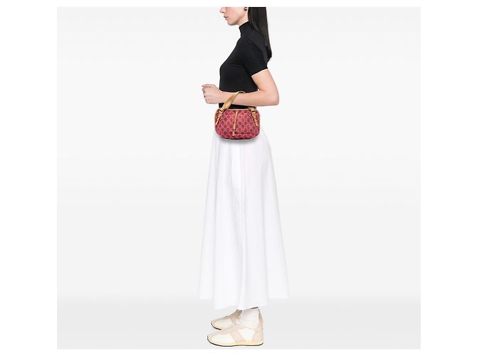 Céline Hobo Bittersweet in Denim Macadam Rosso di Celine - vista 7