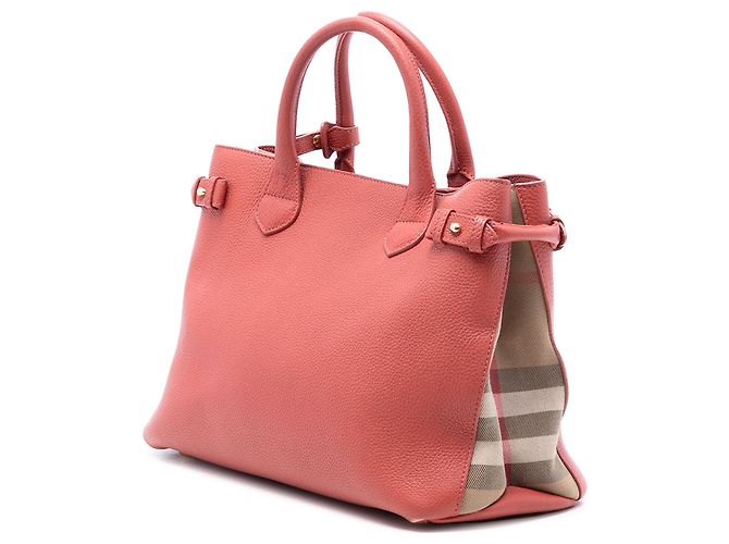 Burberry Pink Medium Leder und House Check Canvas Banner Satchel - Ansicht 2