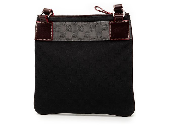 LOEWE Borsa a tracolla in tela nera con anagramma Nero - vista 2