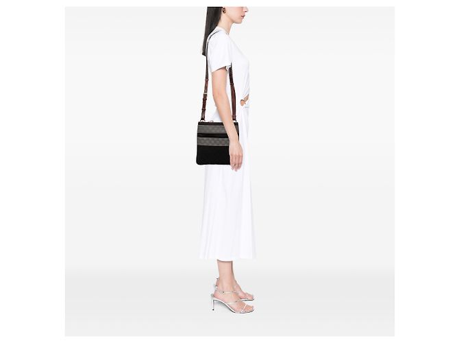 LOEWE Borsa a tracolla in tela nera con anagramma Nero - vista 7