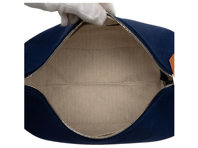Custodia Bride A Brac Piccola in Tela Blu Hermès - vista 4