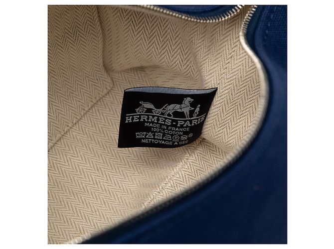 Custodia Bride A Brac Piccola in Tela Blu Hermès - vista 5