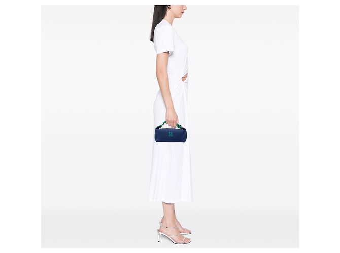 Custodia Bride A Brac Piccola in Tela Blu Hermès - vista 6