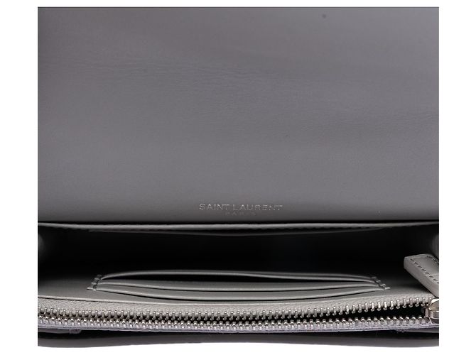 Cartera Saint Laurent Mini de Cuero Gris Croc Embossed Monograma Sunset con Cadena - vista 4