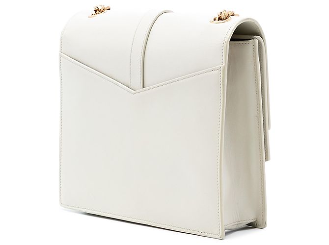 Cruzada Sulpice de cuero blanco mediano con monograma Saint Laurent - vista 2