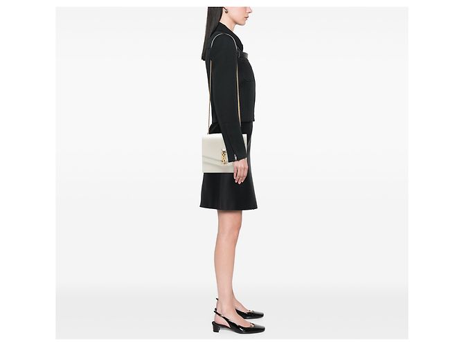 Cruzada Sulpice de cuero blanco mediano con monograma Saint Laurent - vista 7