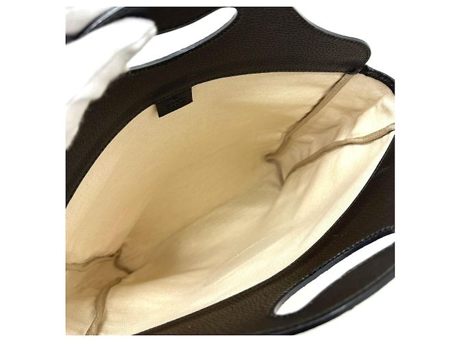 Borsa a mano Gucci 284156 con logo in rilievo Nero Beige - vista 10