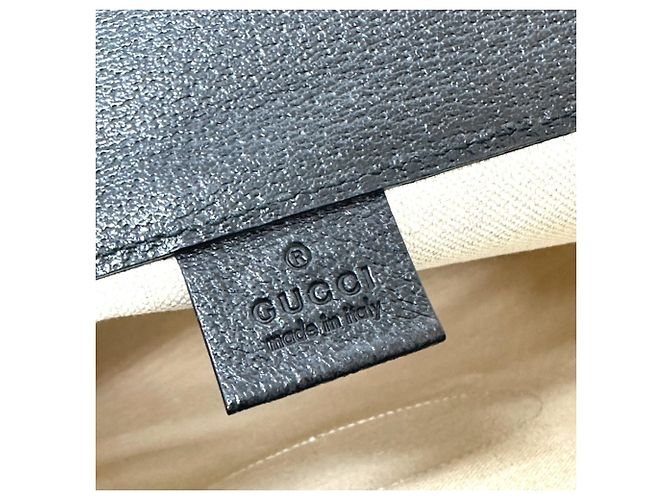 Borsa a mano Gucci 284156 con logo in rilievo Nero Beige - vista 11