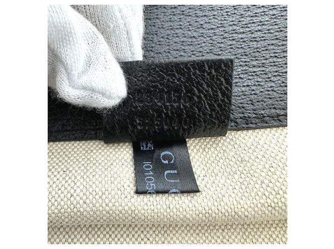 Borsa a mano Gucci 284156 con logo in rilievo Nero Beige - vista 12