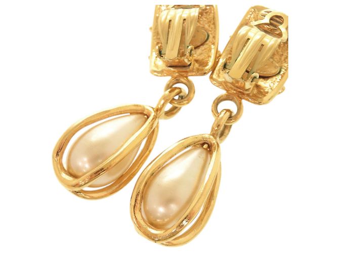 Vintage Coco Mark Gold Clip Ohrringe von Chanel Golden - Ansicht 5
