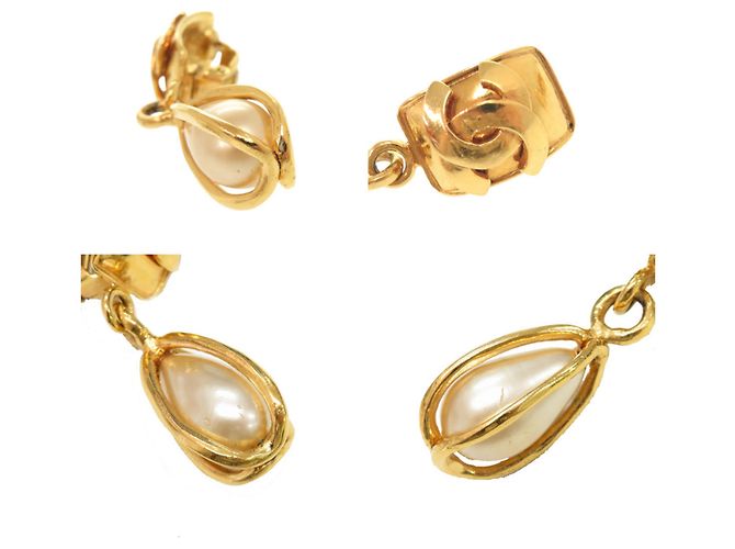 Vintage Coco Mark Gold Clip Ohrringe von Chanel Golden - Ansicht 9