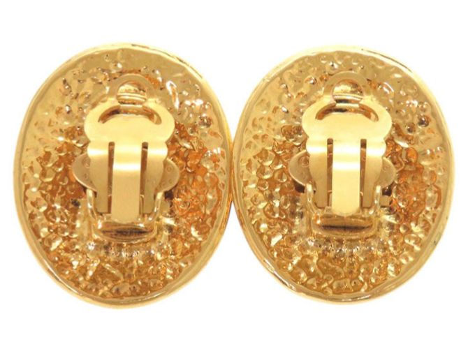 Vintage Chanel Gold Clip Ohrringe Golden - Ansicht 2