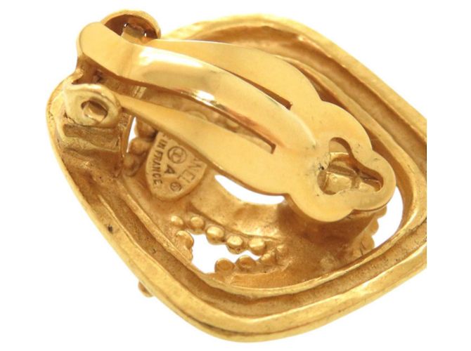 Vintage Chanel Coco Mark Metall Gold Clip Ohrringe Golden - Ansicht 10