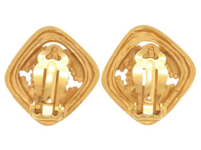 Vintage Chanel Coco Mark Metall Gold Clip Ohrringe Golden - Ansicht 2